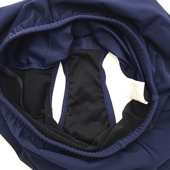 Navy Swim Skirt Front Slit Elasticized  Waistline Integrated Full Bottom Size 12 - Picture 7 of 11